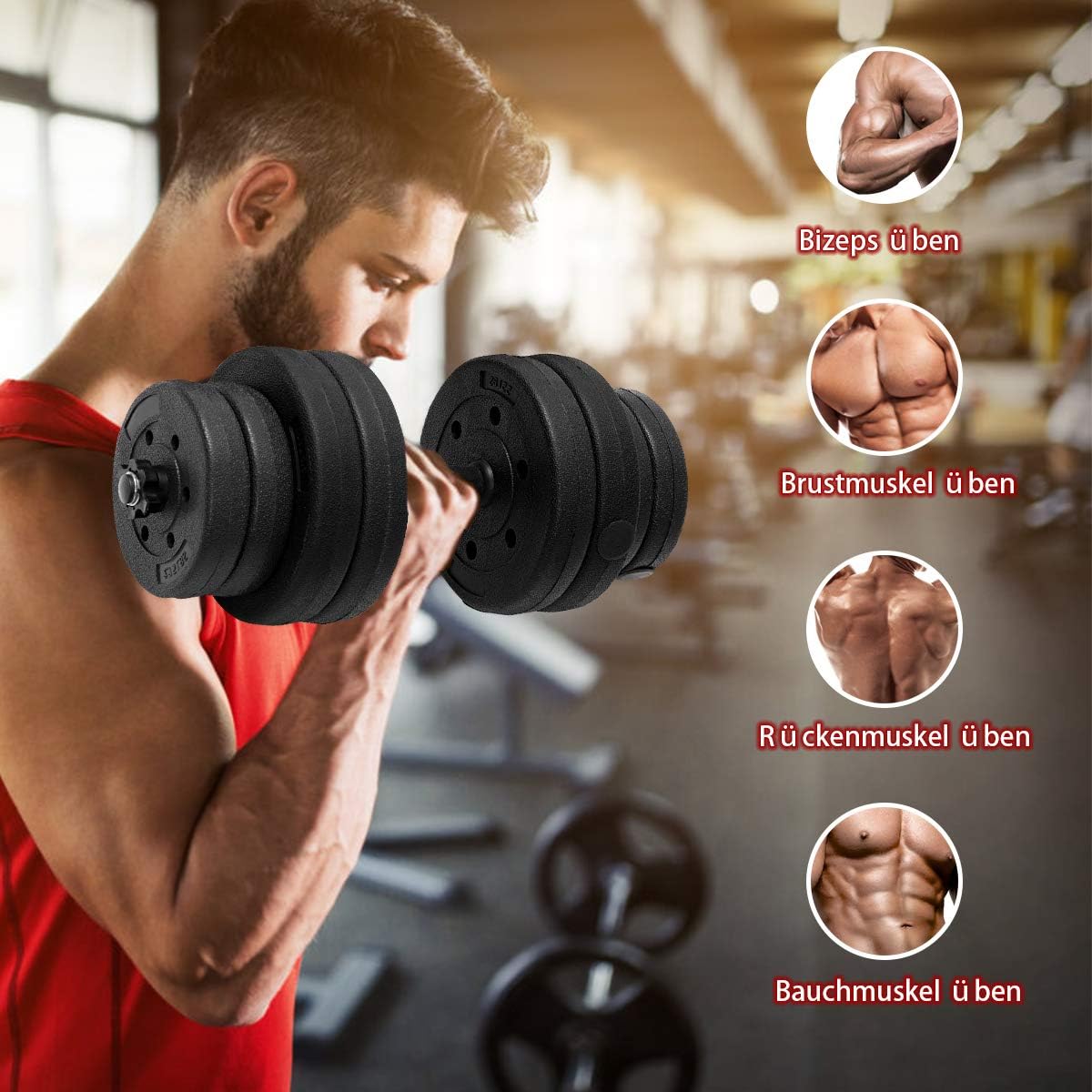 Costway 2in1 Kurzhantel & Langhantel Set 30kg