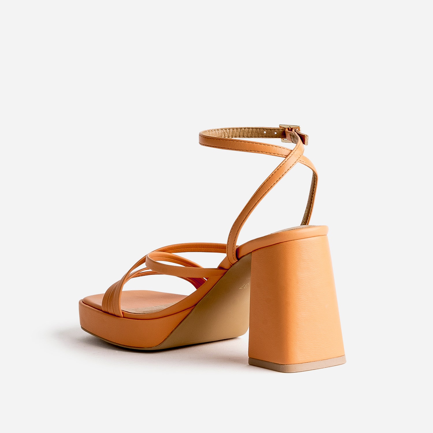 Sandale TEXTO orange à talon flare