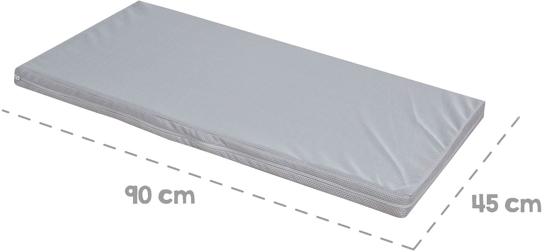 roba® Stubenbett 3in1 roba Style, weiß/silbergrau, mit 4 Rollen, Matratze, Nestchen und Sicherheitsbarriere