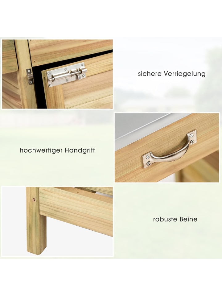 COSTWAY Pflanztisch mit Schubladen & Unterschrank in Hellbraun günstig kaufen onesize