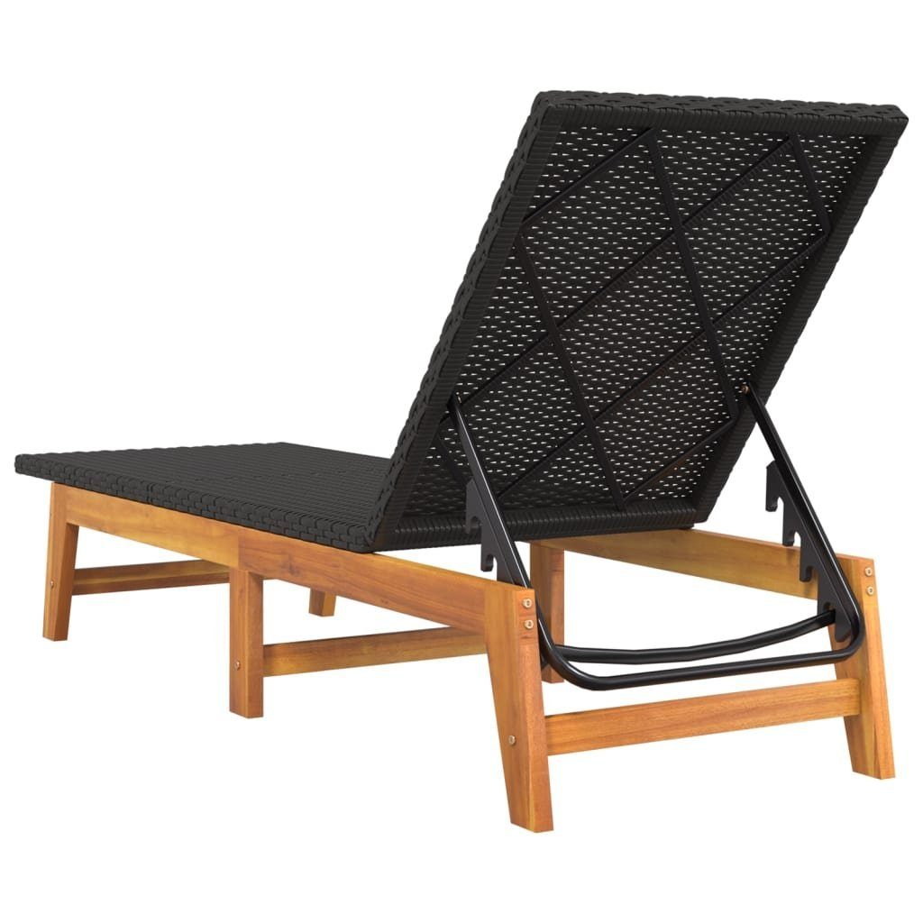 vidaXL Gartenliege Sonnenliege mit Tisch Poly Rattan und Massivholz Akazie, 1 St.