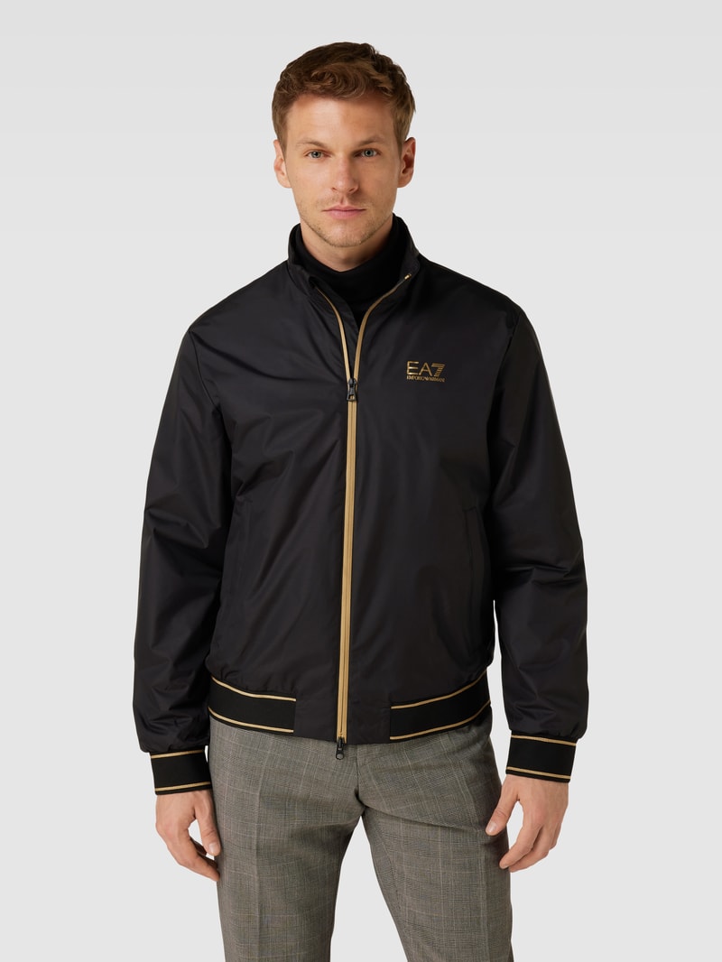 Blouson mit Stehkragen und Zweiwege-Reißverschluss in schwarz