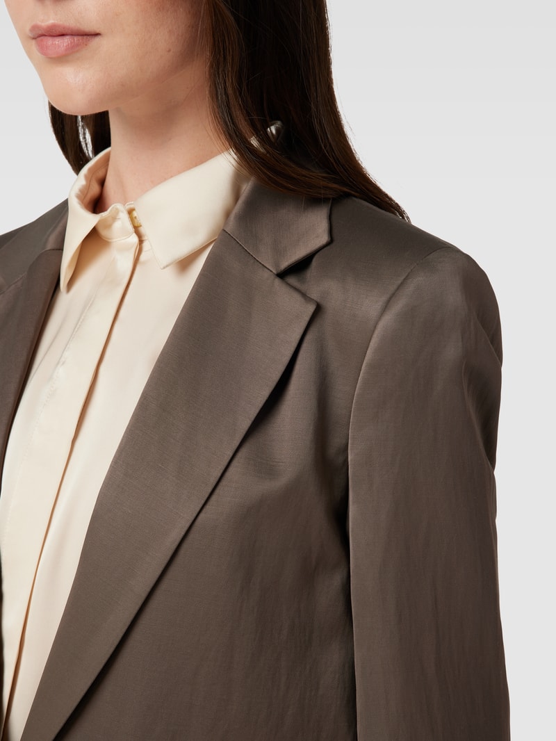 Blazer aus Viskose-Leinen-Mix mit Knopfverschluss Modell 'LECCO' in mittelbraun