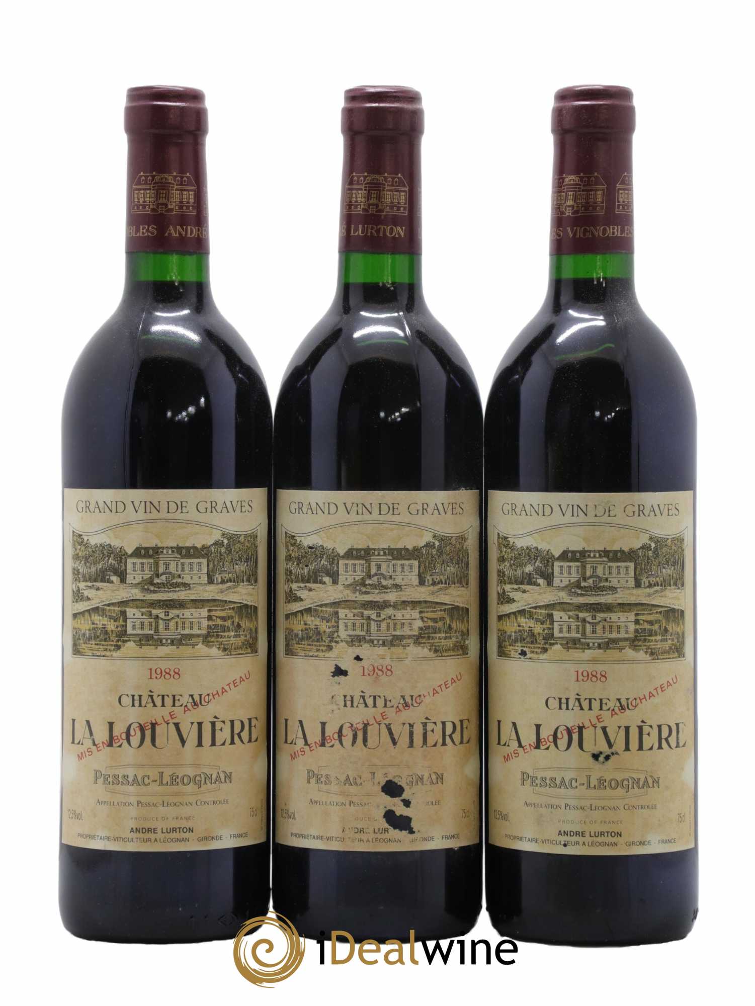 Château la Louvière  1988 - Lot de 12 Bouteilles