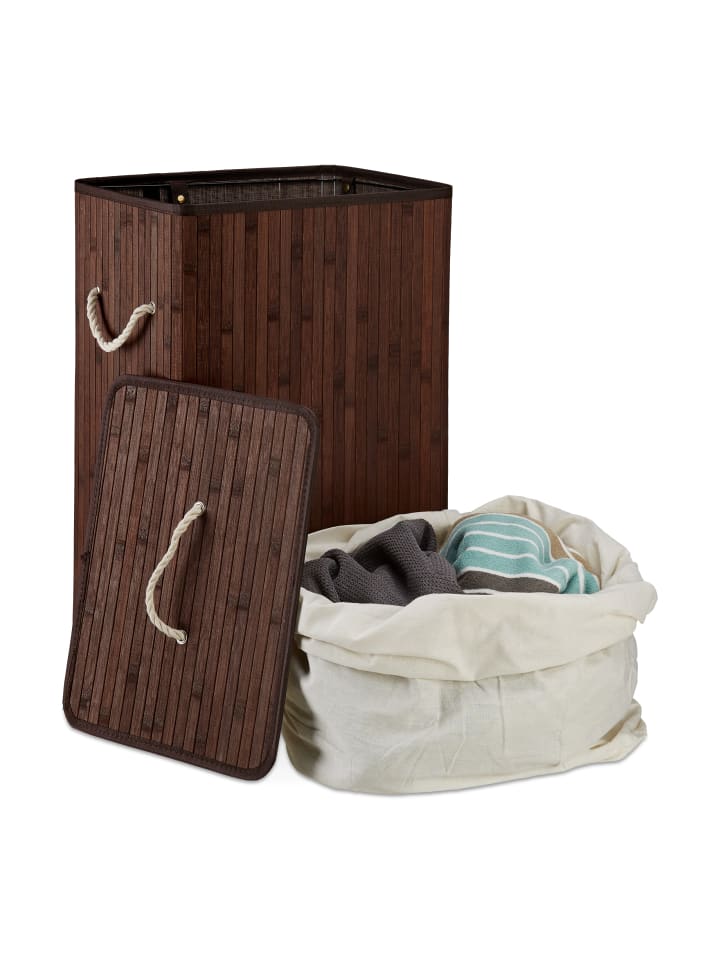relaxdays 2x Wäschekorb in Braun/ Weiß - Je 83 l günstig kaufen onesize