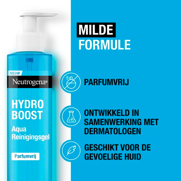 „Neutrogena Hydro Boost Aqua“ valomasis gelis, 200 ml, skirtas visiems odos tipams ir jautriai odai.
