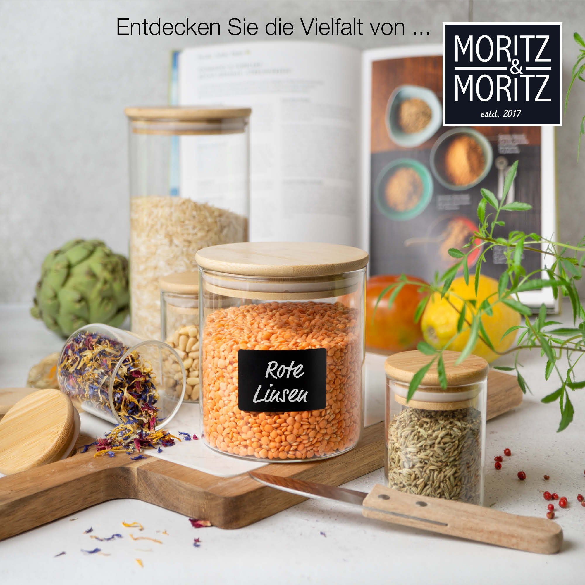 Moritz & Moritz Gewürzbehälter Gewürzgläser rund, Glas, (12er Set), Luftdichte Gewürzgläser rund für Gewürze