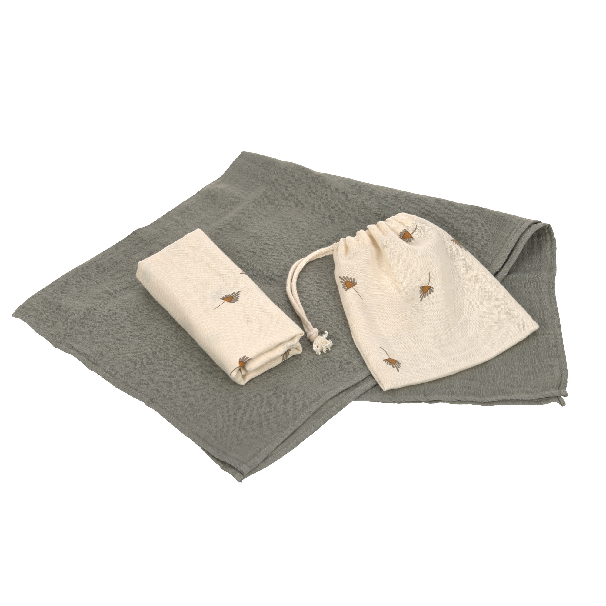 Mulltücher 2er Set M - Taupe, Grau