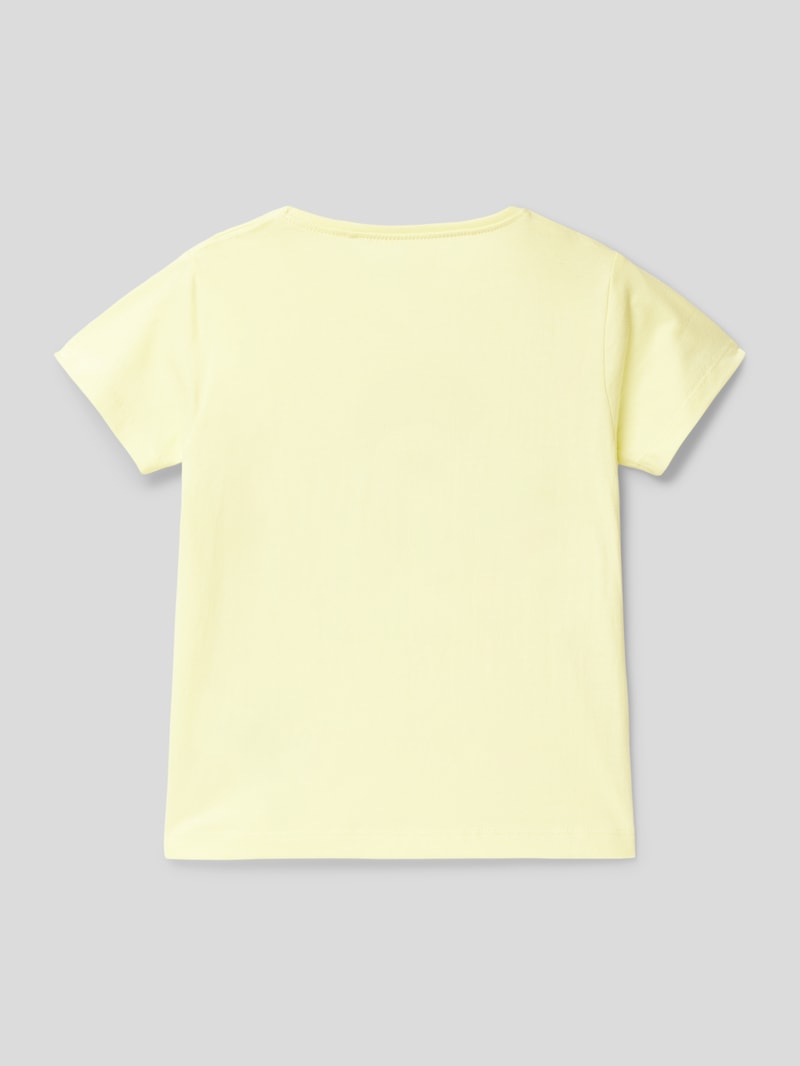 T-Shirt mit Paillettenbesatz in hellgelb