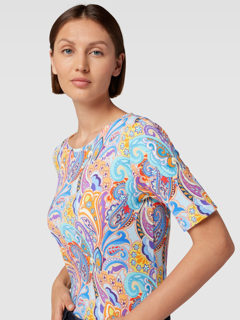 T-Shirt mit Paisley-Muster in blau