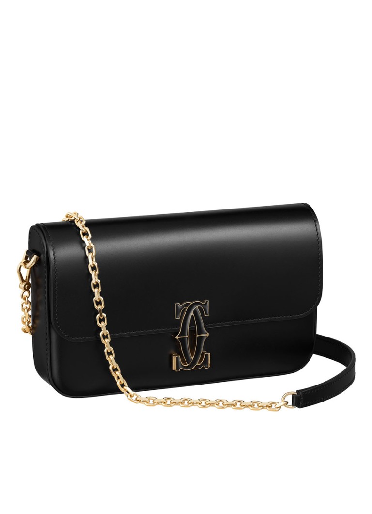 Geantă de umăr Cartier Double C Mini cu lanț din piele de vițel CRL1002303