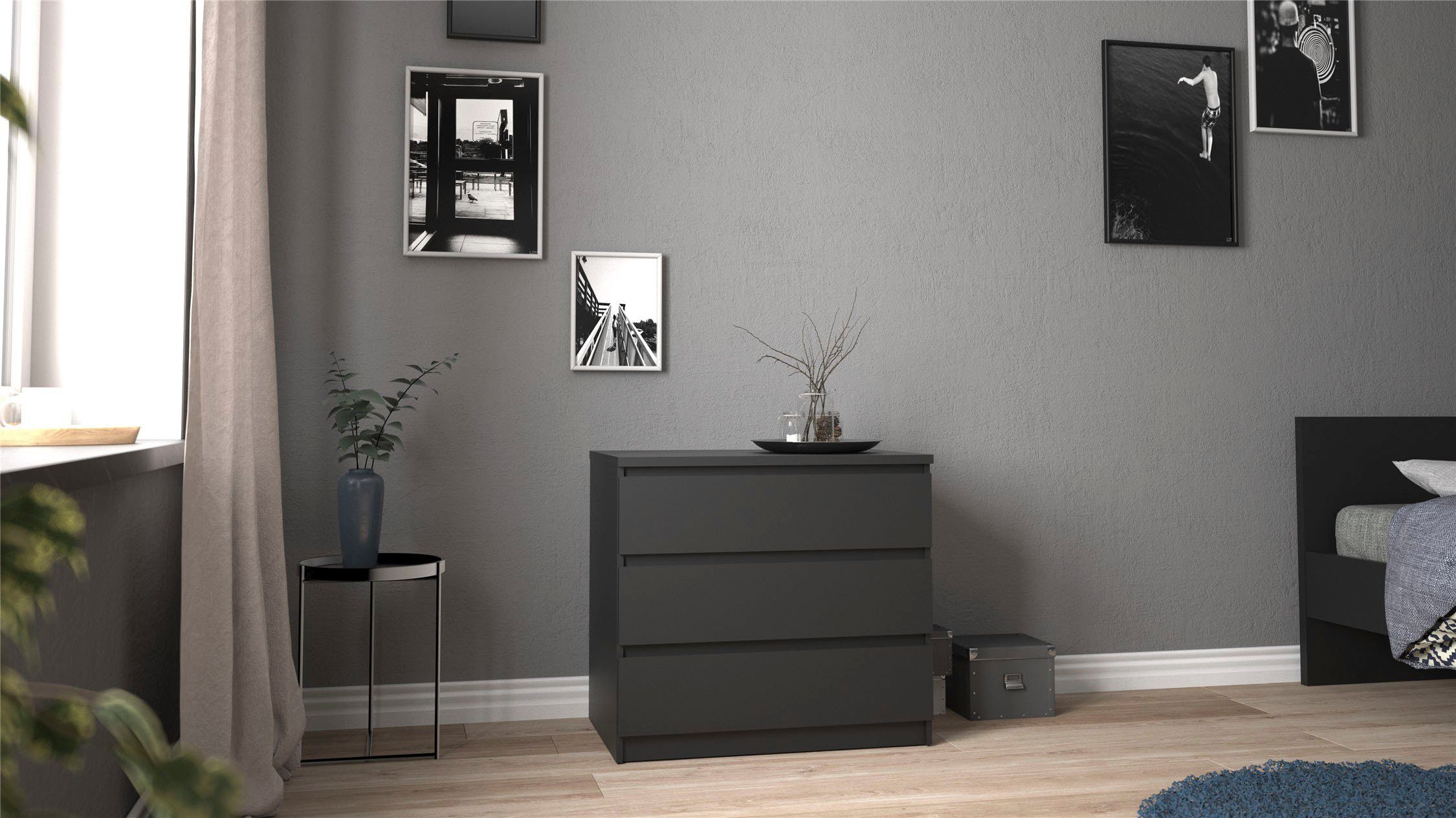 Home affaire Kommode Naia, abgerundete Schubladenkanten auf Metallgleiter, Breite 77 cm