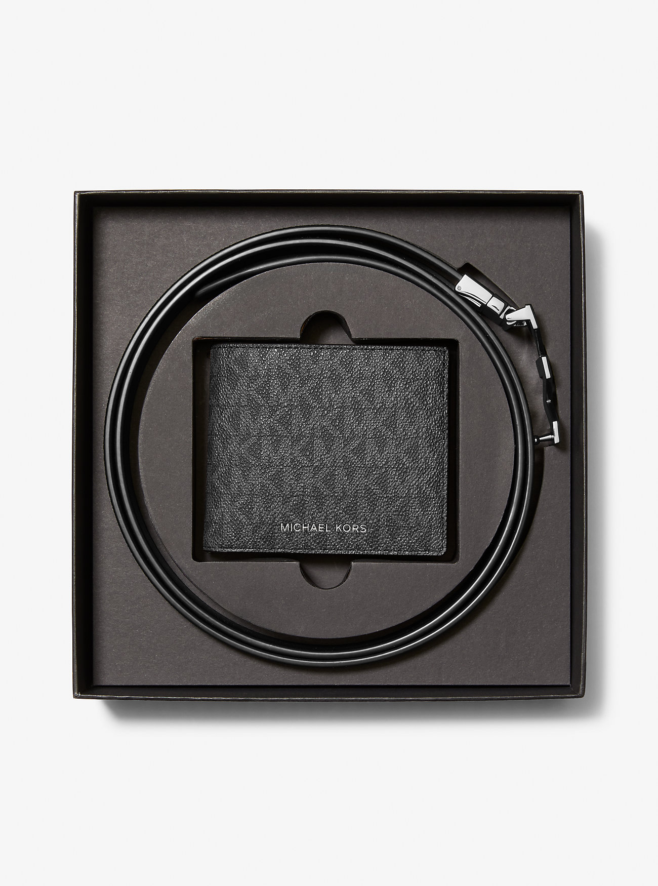 Signature Logo Wallet and Reversible Belt Gift Set - BLACK