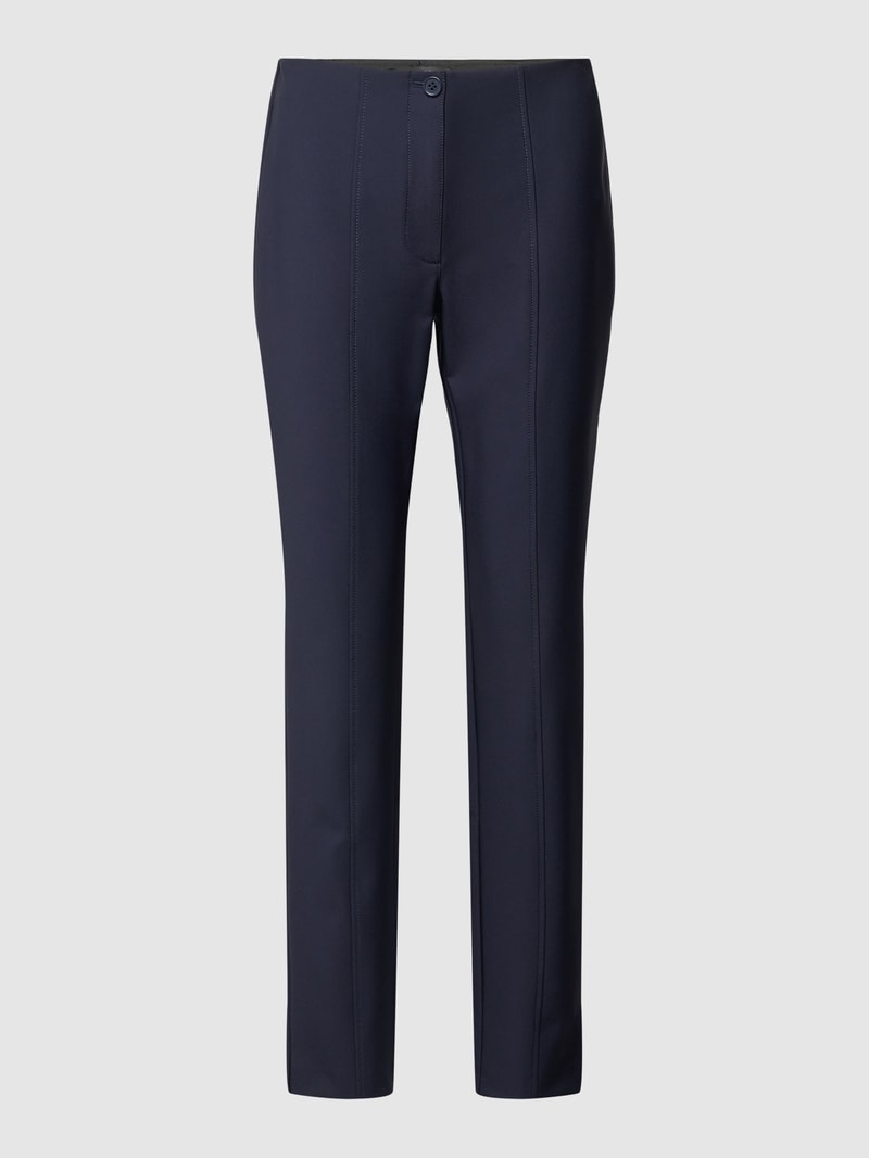 Stoffhose mit Ziernähten in marineblau