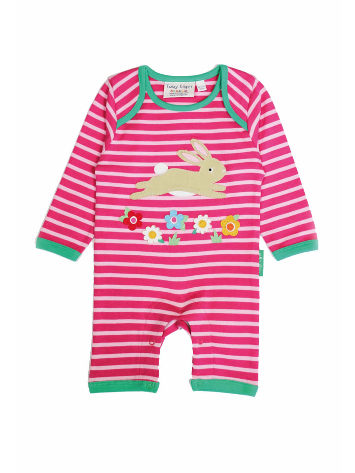 Toby Tiger Strampler mit Hasen Applikation in rosa günstig kaufen