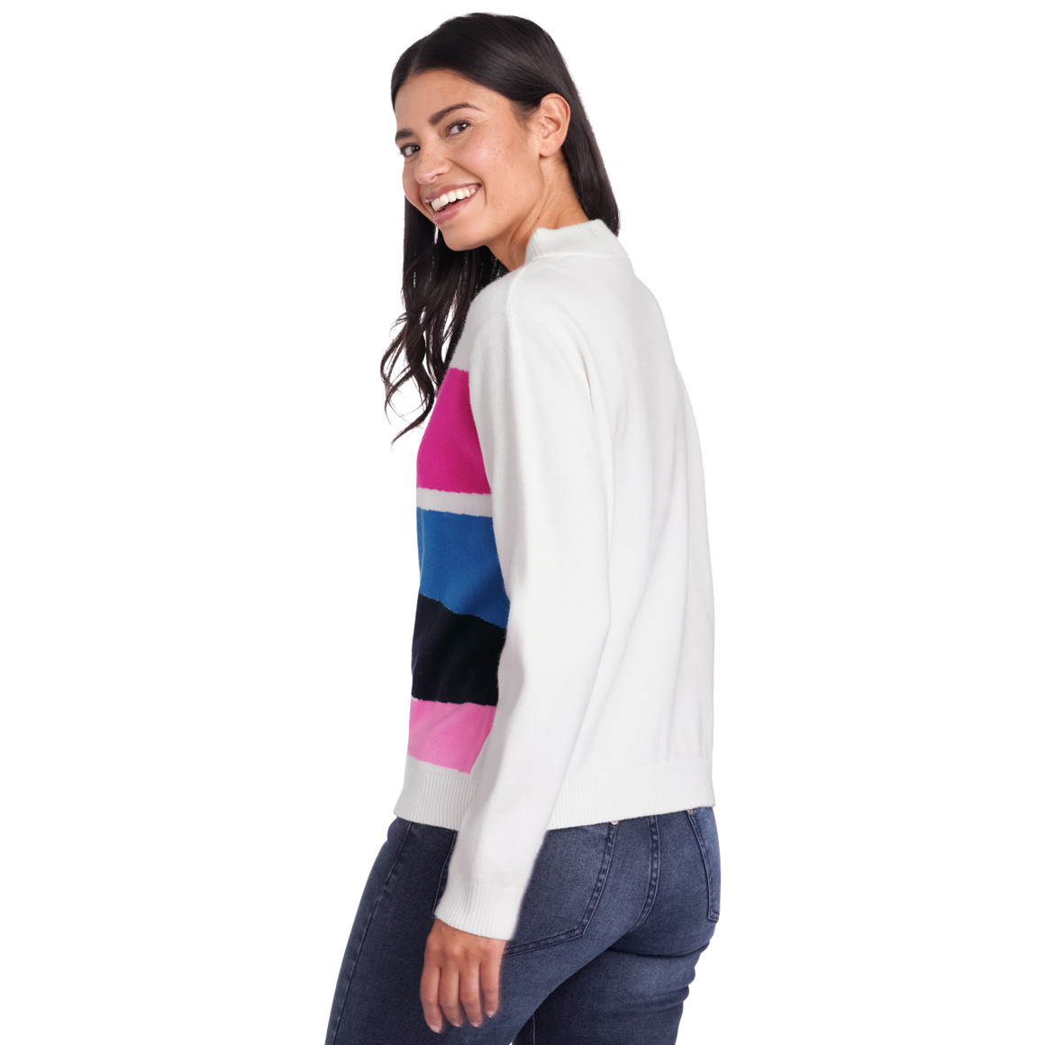 Damen Strickpullover mit Farbteilern