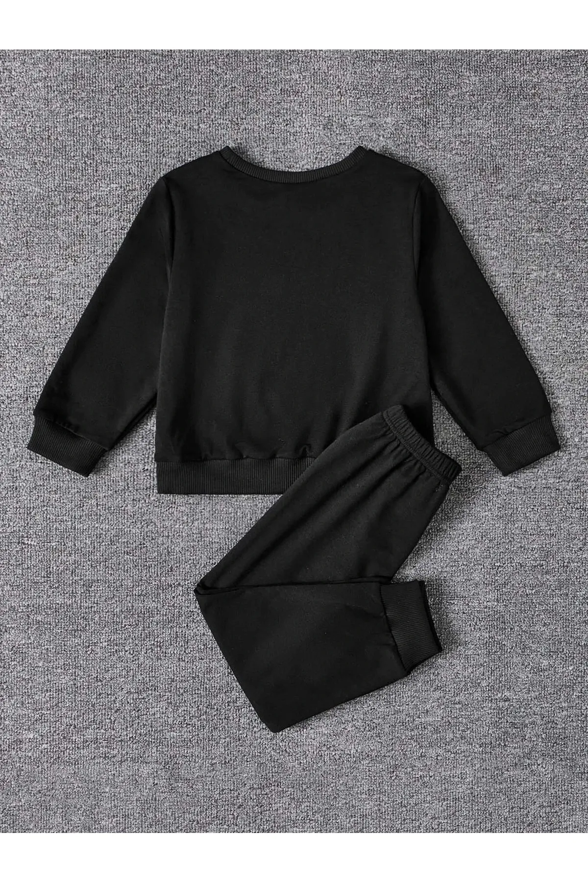 Know  Unisex-Kinder-Trainingsanzug-Set aus Baumwolle mit Teddybär-Aufdruck in Schwarz