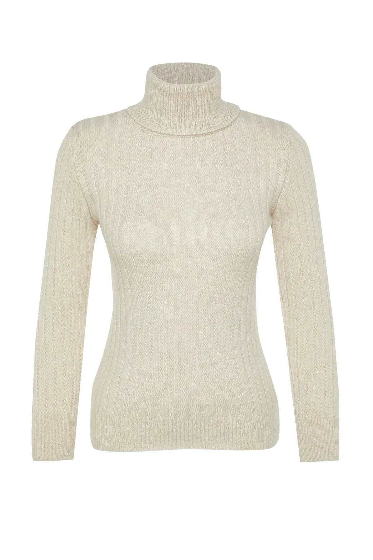 Trendyol Collection  Steinfarbener, weich strukturierter Basic-Strickpullover TWOAW20FV0133