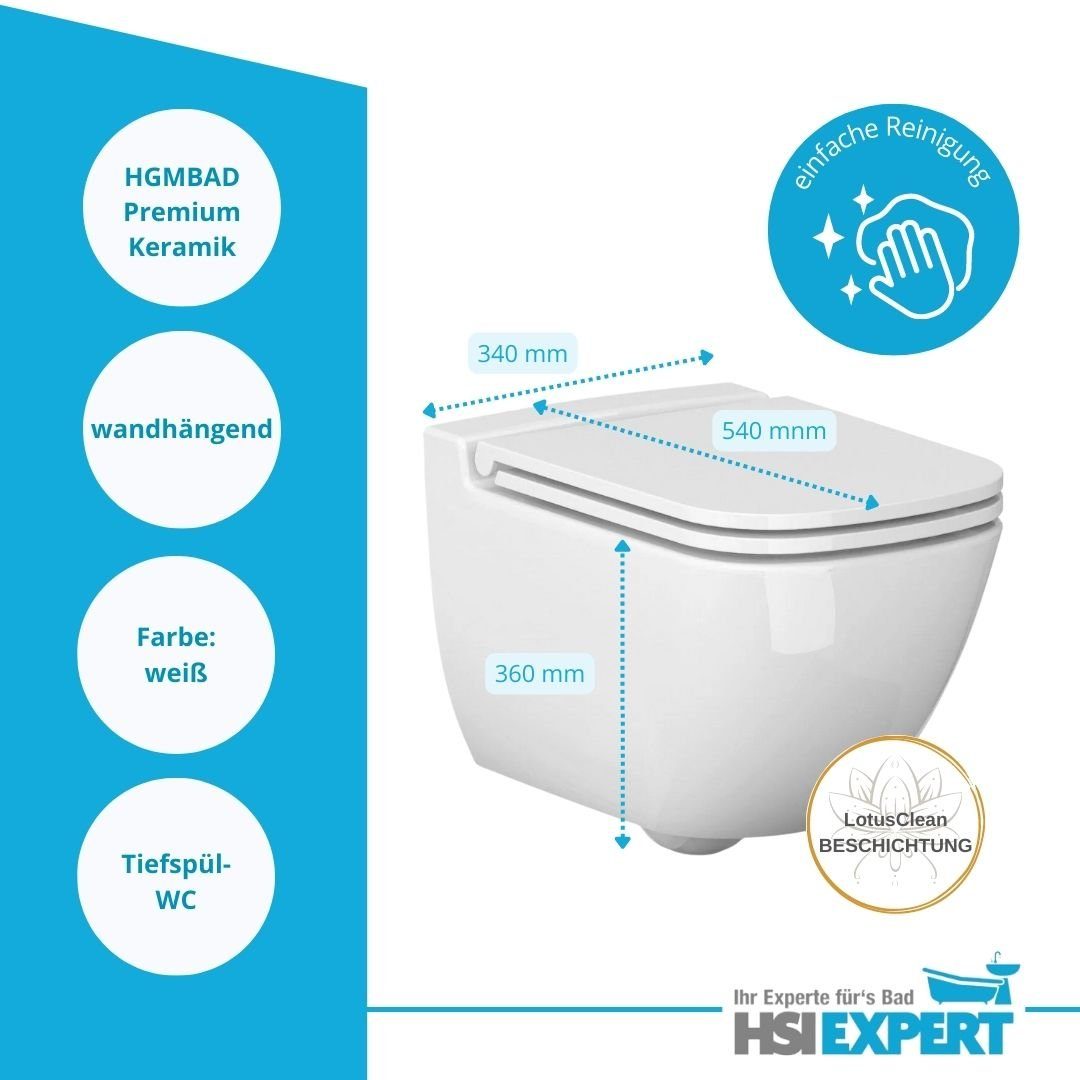 GEBERIT Vorwandelement WC Geberit Vorwandelement + Ference WC + Drückerplatte + WC-Sitz, Komplettset, Mit LotusClean Beschichtung