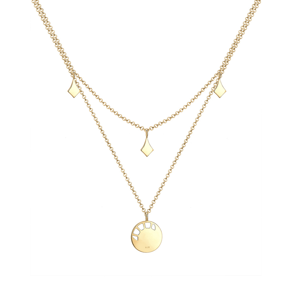 Elli Elli Collier Femme Pendentifs Soleil Lune Astro avec Cristal  - (925/1000) Argent collier