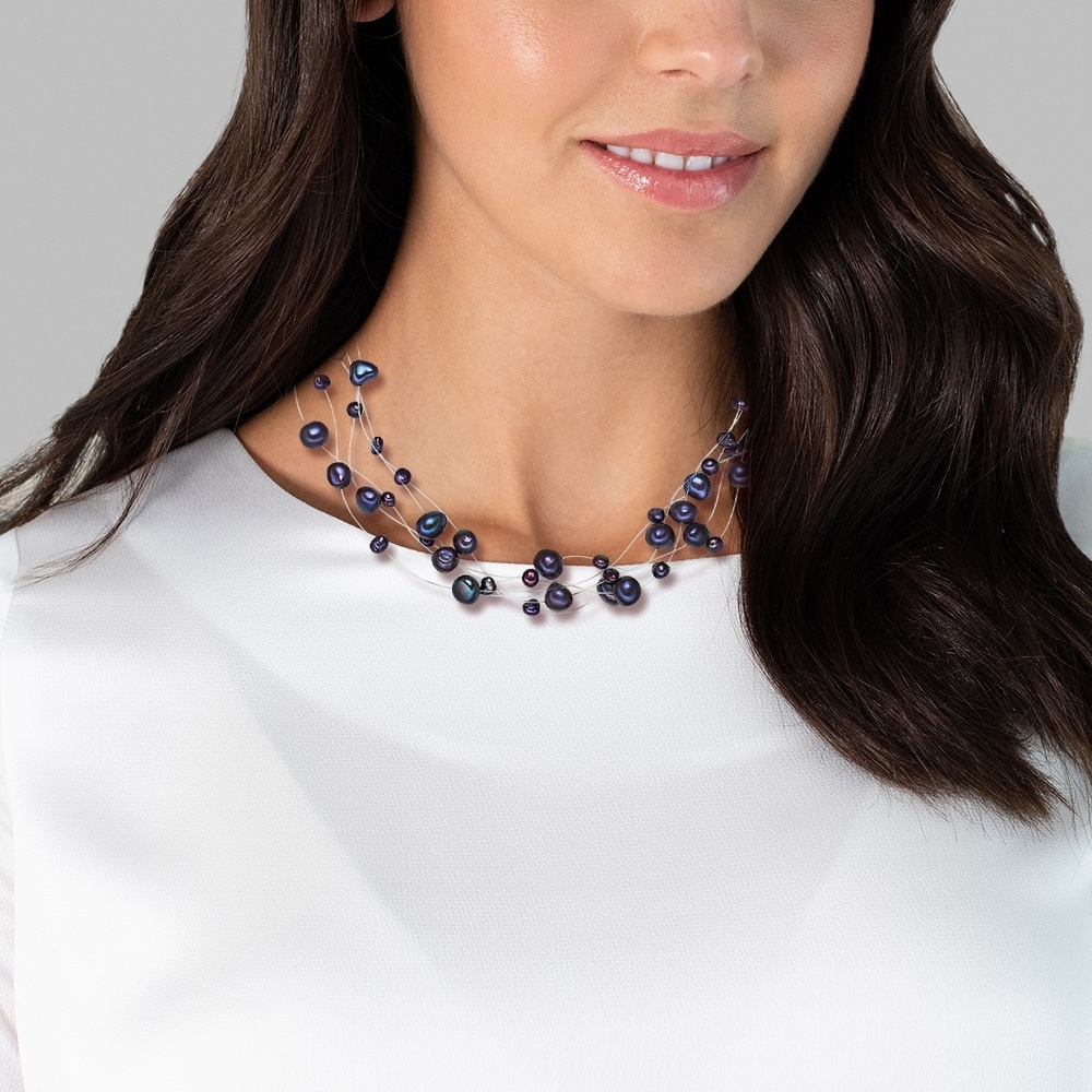 Valero Pearls Collier de perles Perle de culture d'eau douce Perle de culture d'eau douce en Bl collier