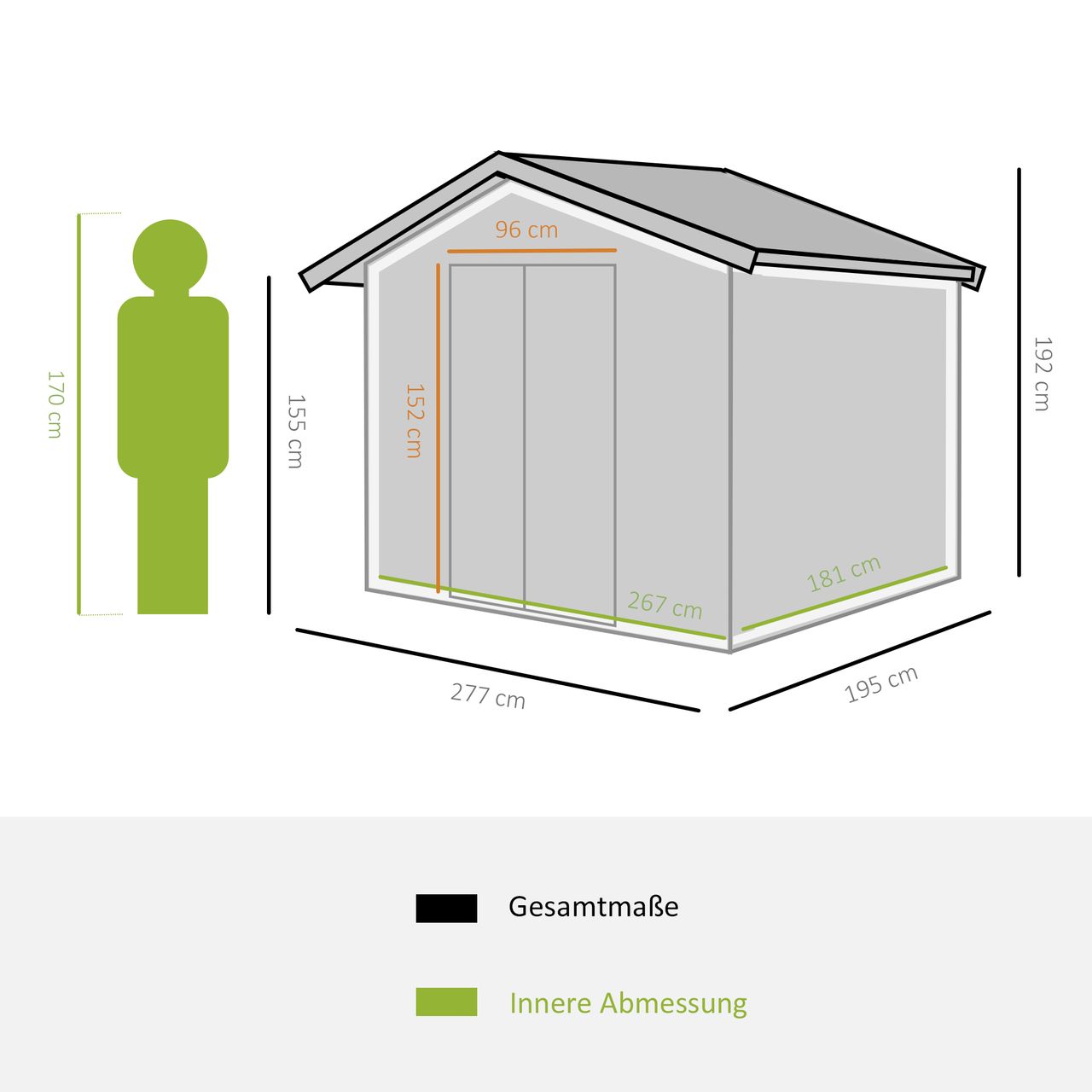 Outsunny Gerätehaus Geräteschuppen Gartenhaus Gelb 277 x 195 x 192 cm