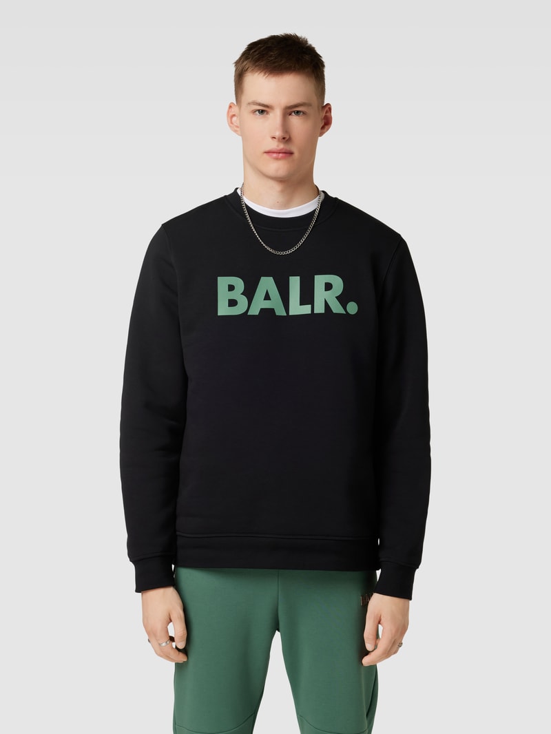 Sweatshirt mit Label-Print Modell 'Crewneck' in schwarz