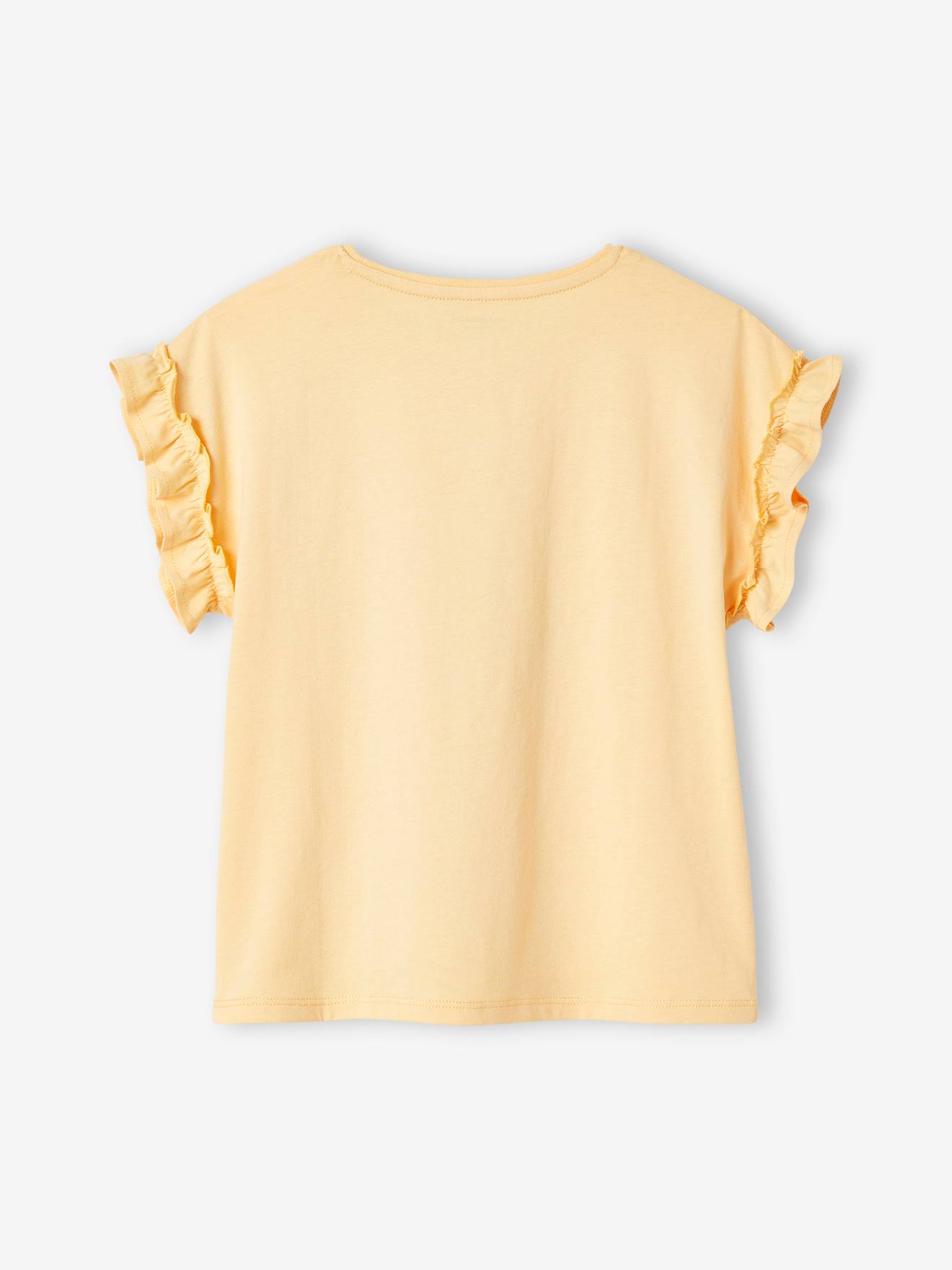T-shirt à motif irisé fille manches courtes volantées mauve