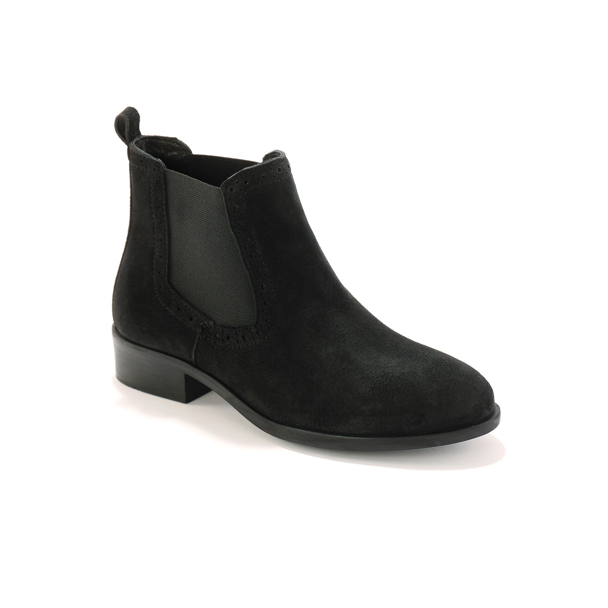 Boots élastiquées perforées Chelsea en croûte de cuir