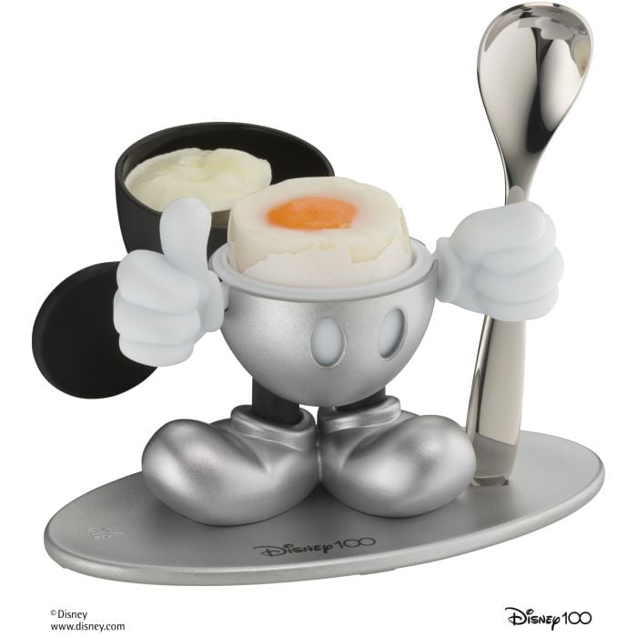 Eierbecher-Set Disney Mickey Mouse mit LÖffel, Silber, 2-teilig