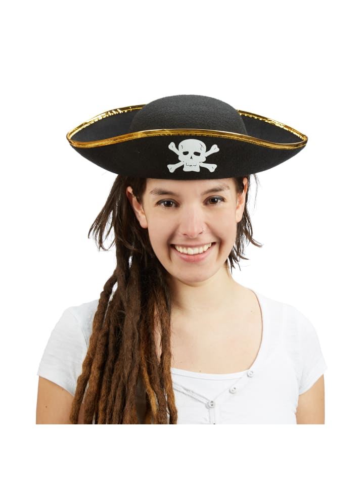 relaxdays 3x Piratenhut in Schwarz günstig kaufen onesize