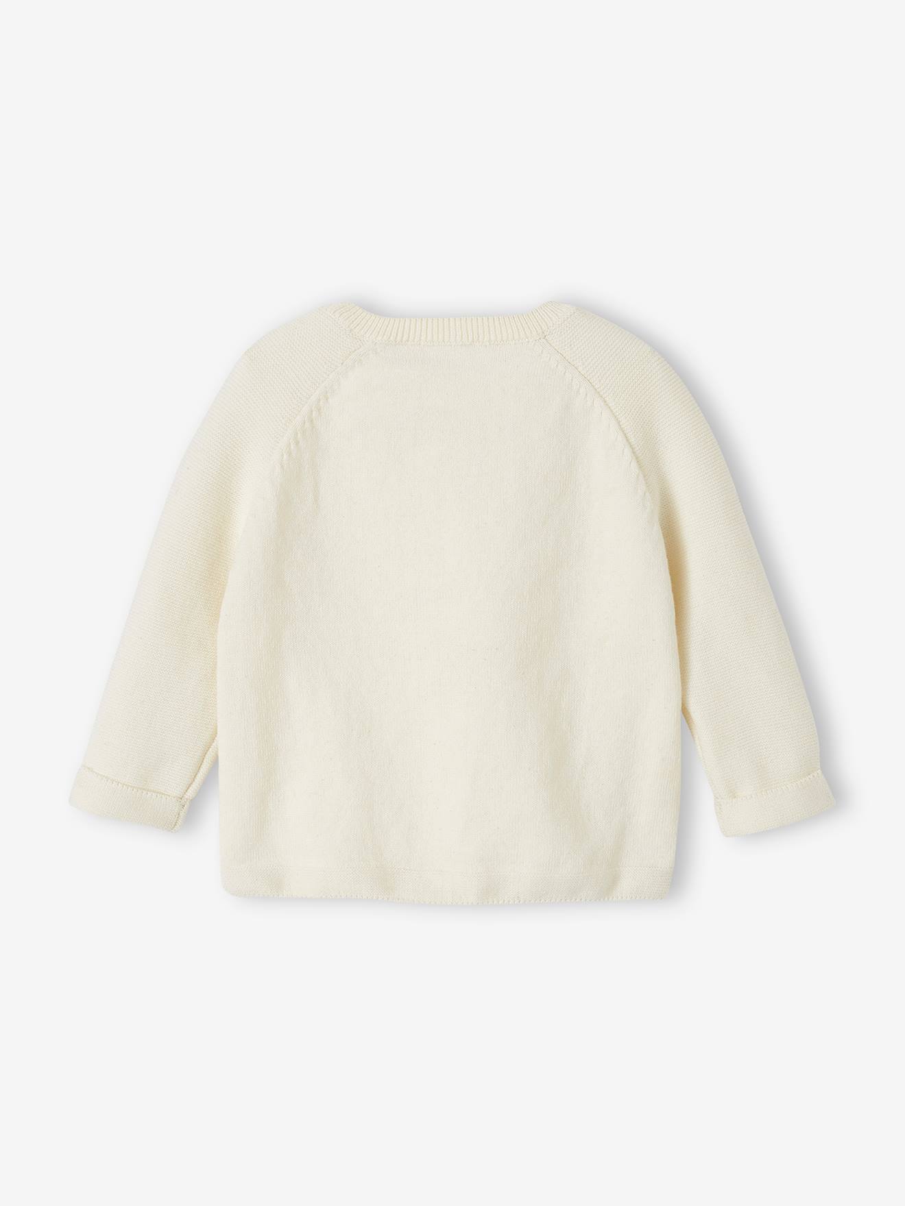 Vertbaudet Baby Strickjacke mit Knöpfen Oeko-Tex, personalisierbar - wollweiß