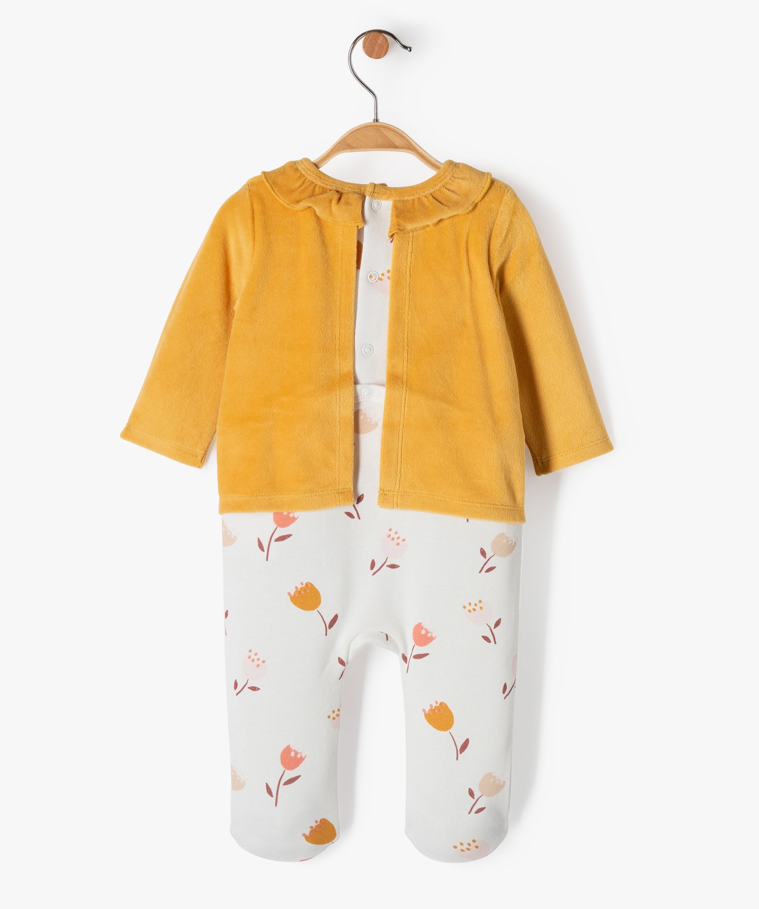 Pyjama bébé fille bimatières effet 2 en 1 jaune | GEMO