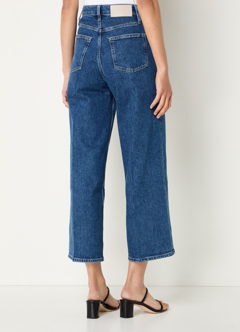 Pantaloni scurți din denim cu talie înaltă Calvin Klein, cu croi larg, spălare medie
