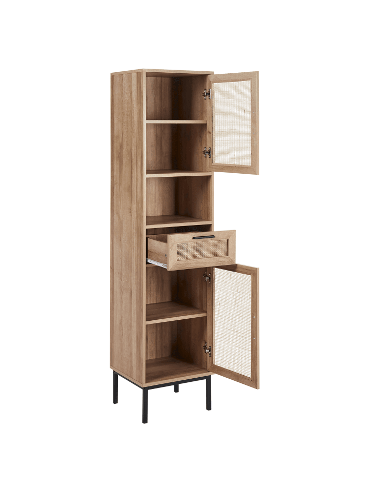 Beliani Badezimmerschrank ROSELL in Heller Holzfarbton - (W) 40 x (H) 165 x (L) 36 cm günstig kaufen onesize