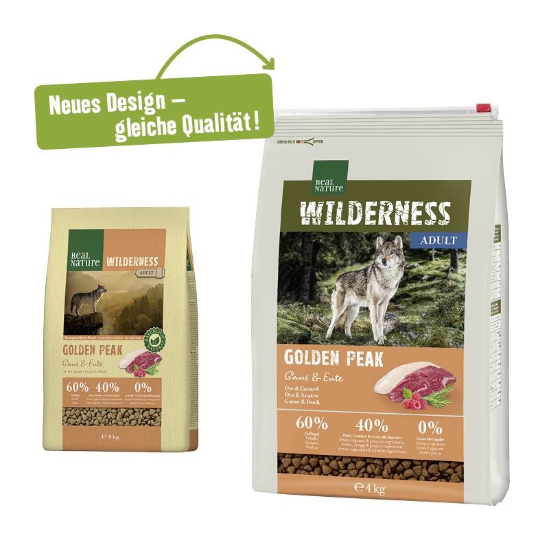 REAL NATURE Hundetrockenfutter REAL NATURE WILDERNESS Golden Peak Gans & Ente 4 kg
