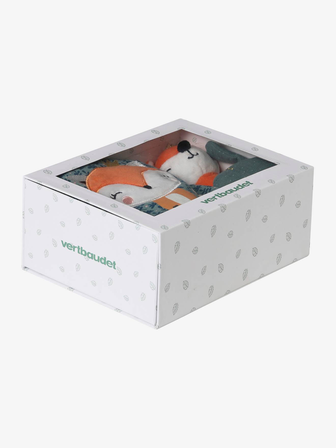 Vertbaudet Baby Geschenk-Set: Schmusetuch, Rassel & Stoffbuch mit Geschenkverpackung - gelb