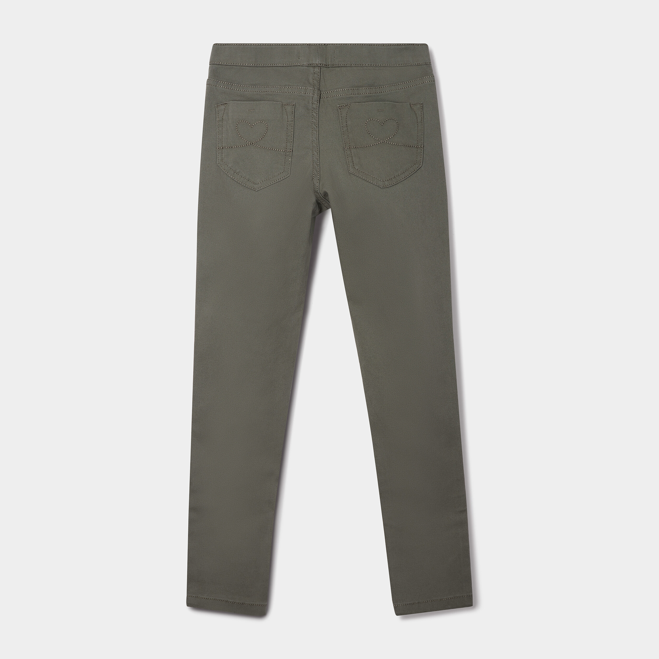 Pantalon tregging ajustable en coton vert kaki fille | La Halle