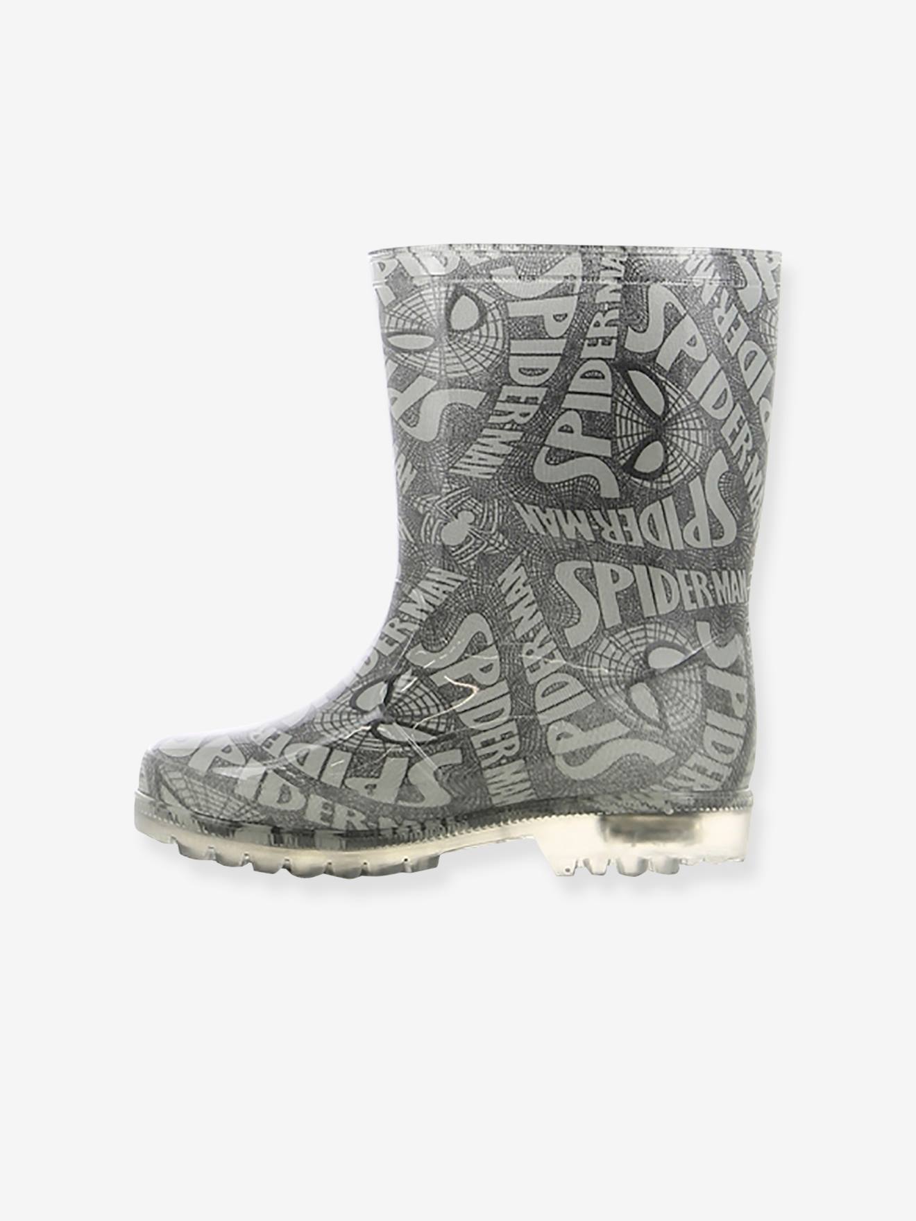 Bottes de pluie semelle lumineuse Spiderman® gris clair imprime