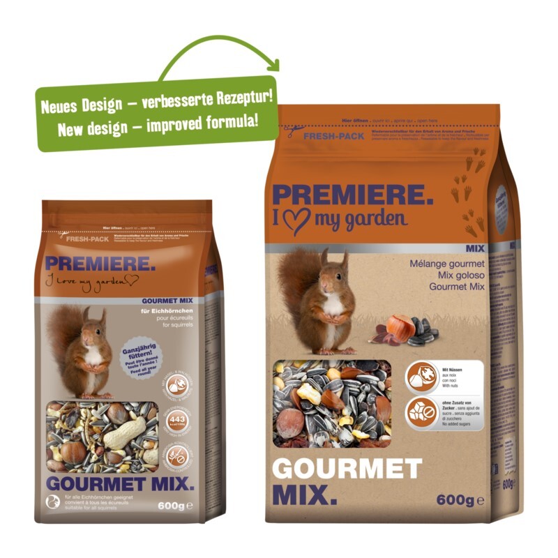 AniOne Eichhörnchen AniOne Eichhörnchen Futterspender mit PREMIERE Eichhörnchenfutter Gourmet Mix 600g