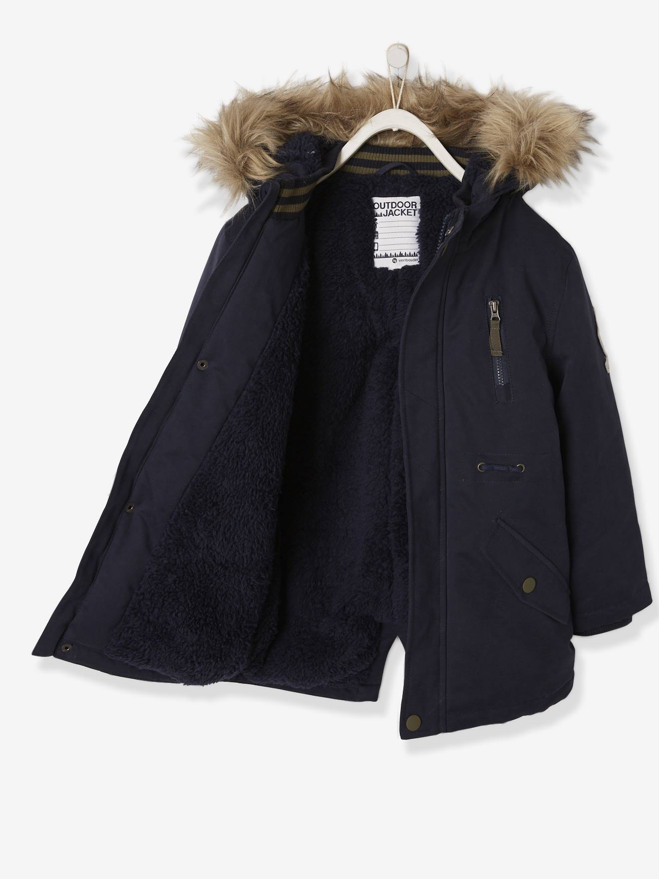 Parka garçon doublée peluche encre