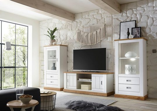Home affaire Wohnwand Orlando, (3-St., 1 Standregal. 1 Lowboard, 1 Vitrine)