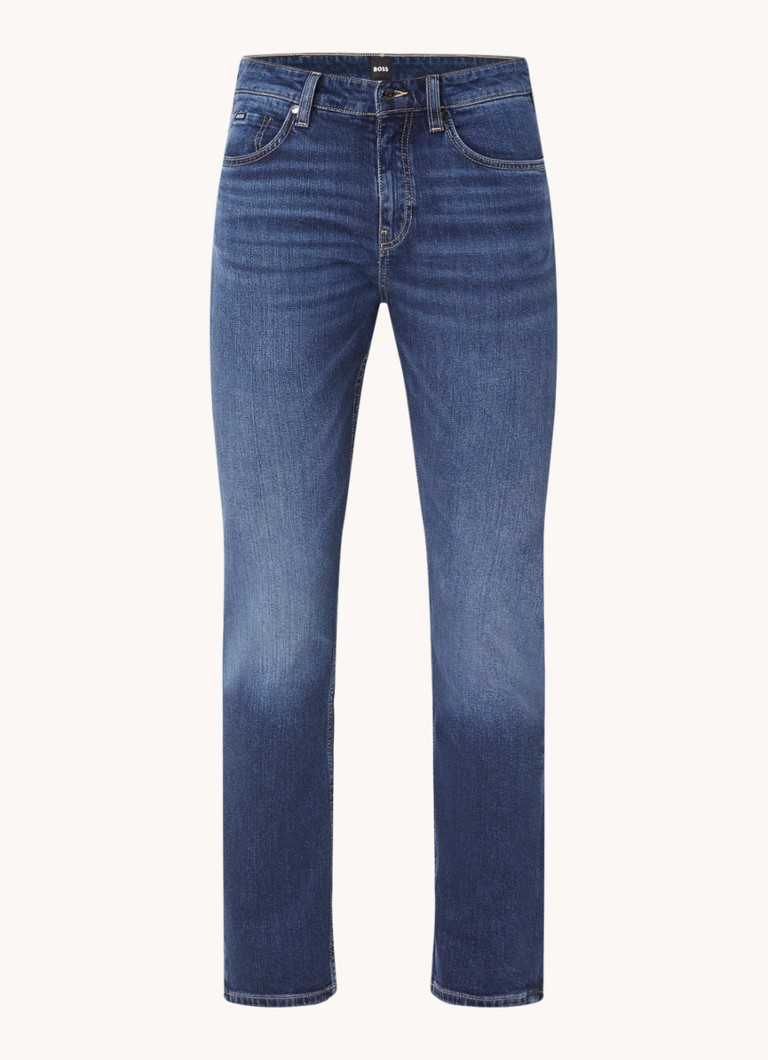 Blugi HUGO BOSS H-Delaware, croială slim, de culoare închisă, cu buzunare laterale.
