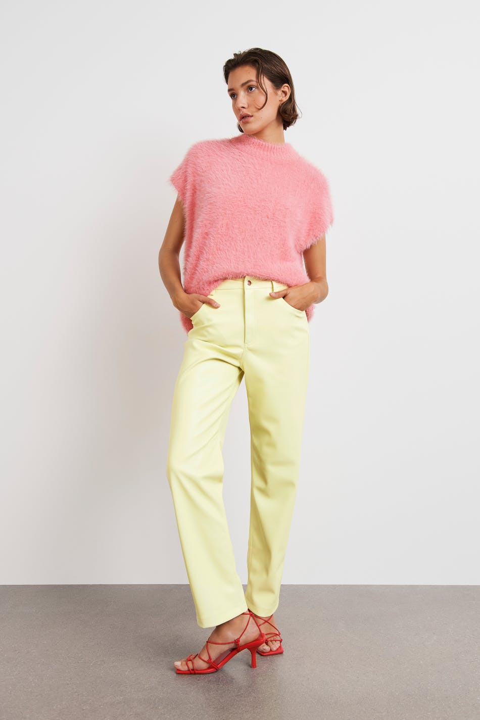 Straight pu trousers
