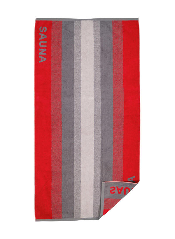 LASA, Saunatuch, 85 x 200 cm, grau-rot