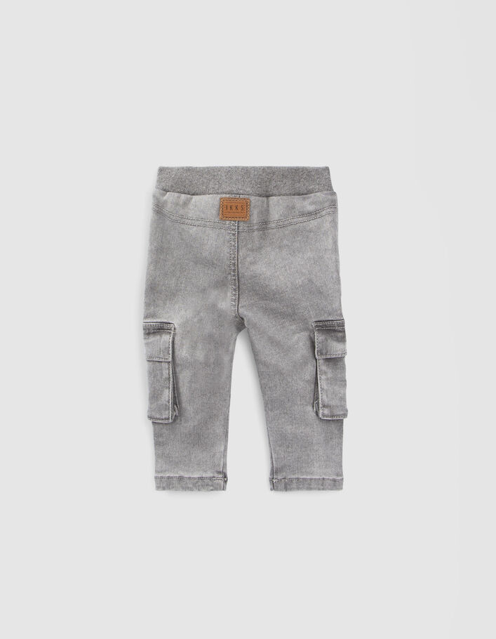 Jean BATTLE gris bord-côte ceinture bébé garçon