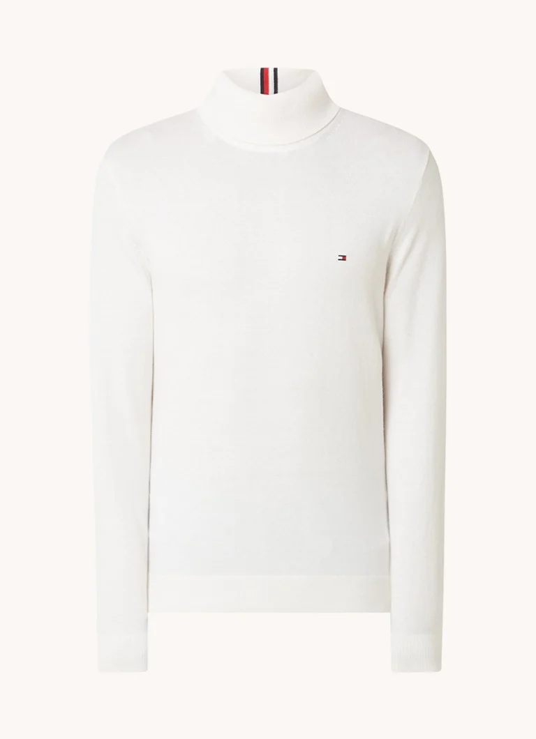 Tommy Hilfiger Fine-knit turtleneck in cashmere blend with logo embroidery