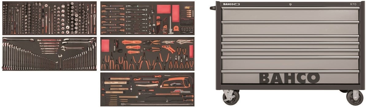 Bahco XXL Werkzeugwagen mit 8 Schubladen und 457 Teilen