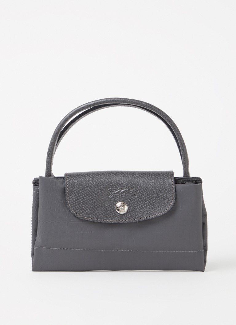 Geantă verde Longchamp Le Pliage, mărimea S, cu detalii din piele.