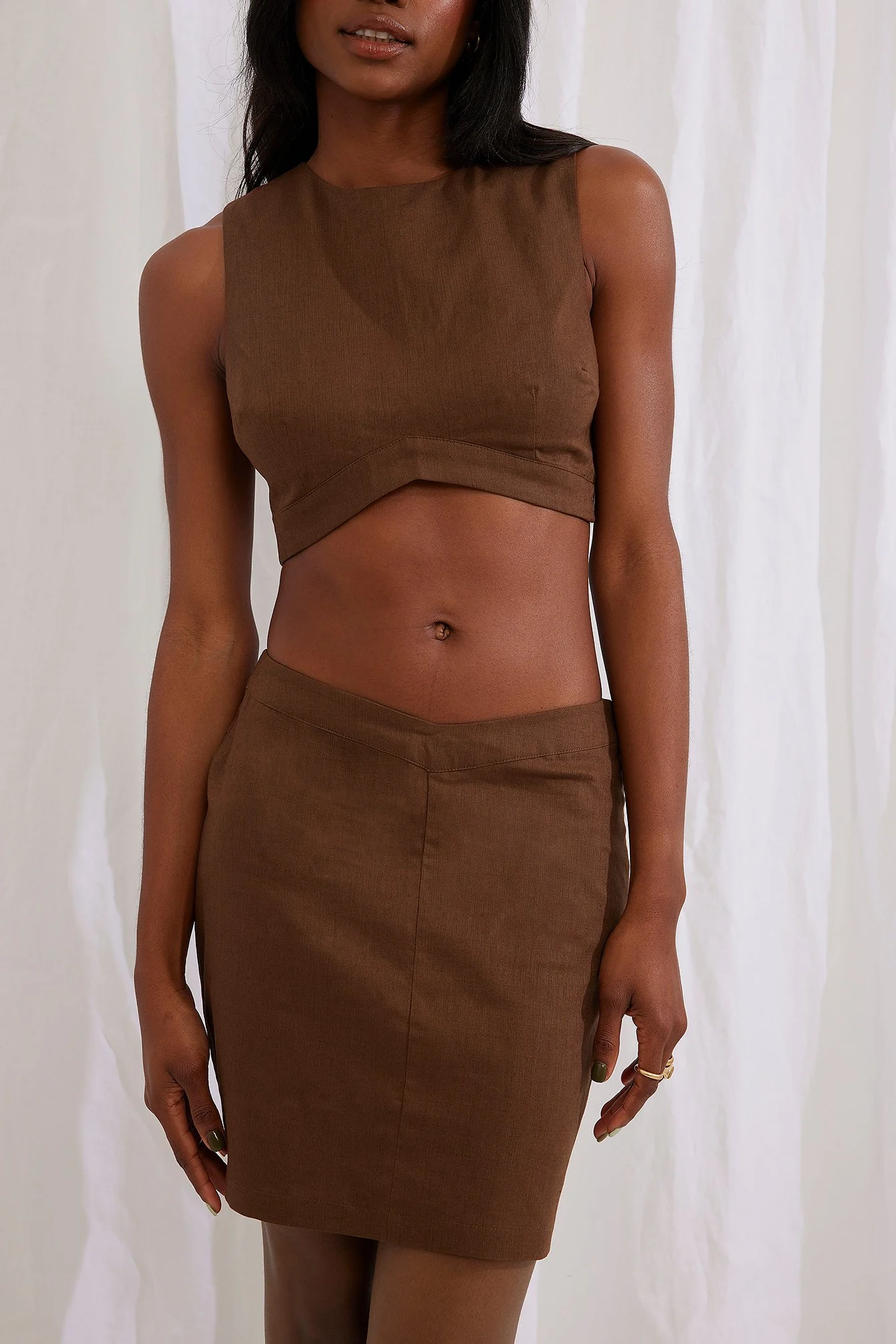 Cross Back Linen Blend Top